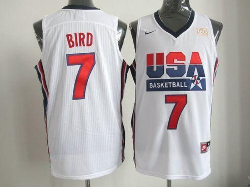 Team USA No.7 Larry Bird White 2012 USA Basketball Retro Men's Basketball Jersey