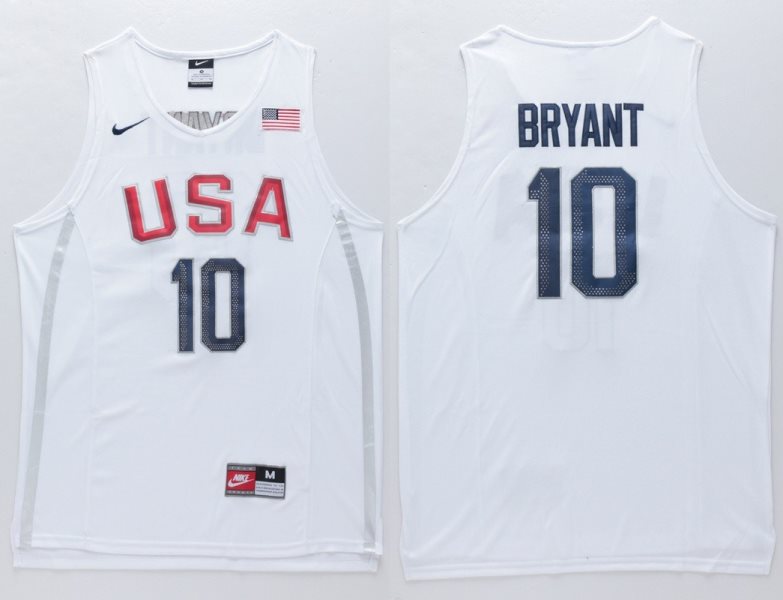 USA 10 Kobe Bryant White 2016 Dream Team Salute Basketball Jersey