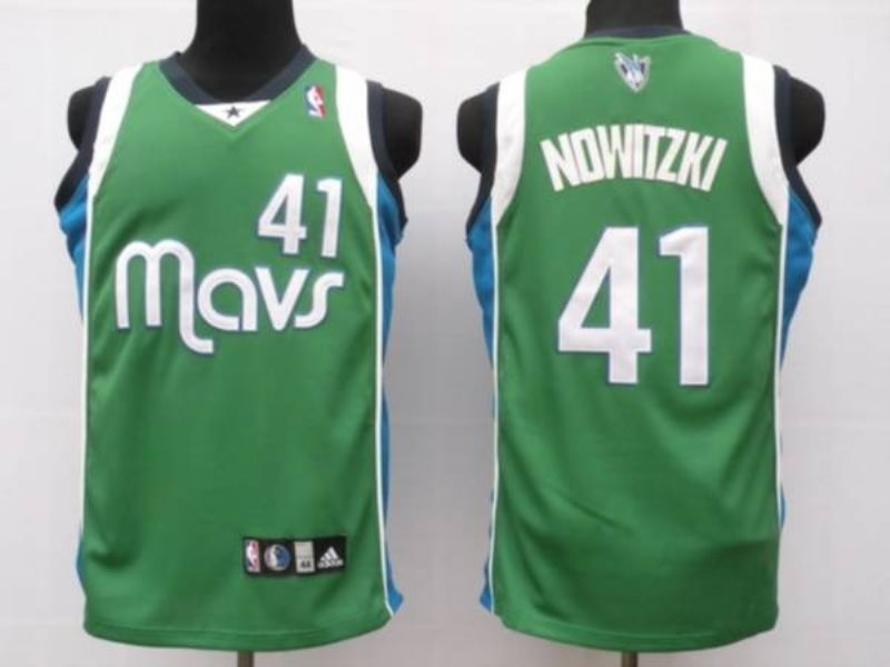 NBA Mavericks 41 Dirk Nowitzki Green Men Jersey