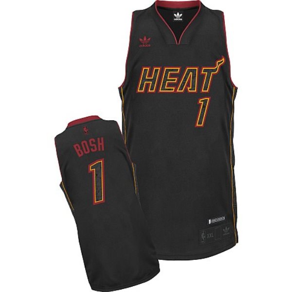 NBA Heat 1 Chris Bosh Carbon Fiber Black Men Jersey