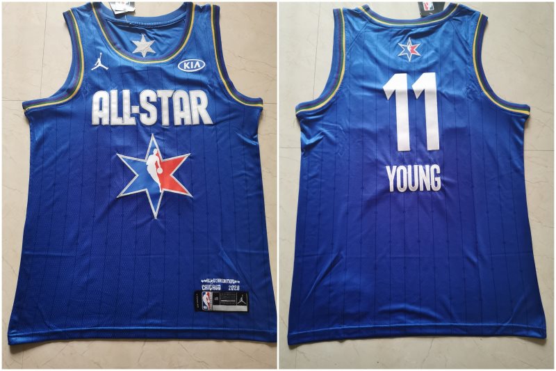 NBA Hawks 11 Trae Young Blue 2020 All-Star Jordan Brand Men Jersey