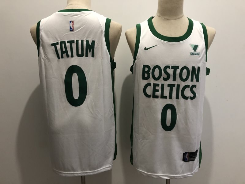 NBA Celtics 0 Jayson Tatum White 2020-21 City Edition Nike Men Jersey