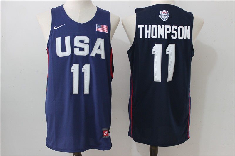 2016 Dream Team 11 Klay Thompson Dark Blue Basketball Jersey