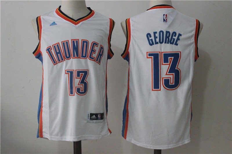 NBA Oklahoma City Thunder 13 Paul George White Stitched Men Jersey
