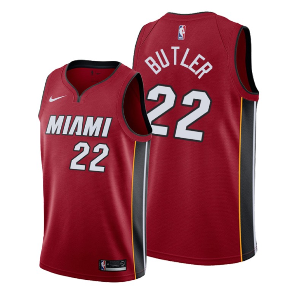 NBA Heat 22 Jimmy Butler Red Nike Men Jersey