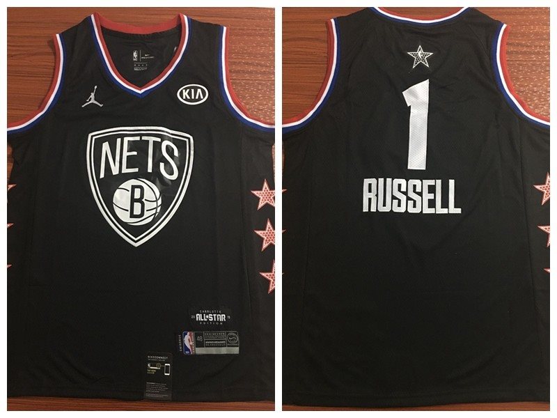 NBA Nets 1 D'Angelo Russell 2019 All-Star Black Swingman Men Jersey