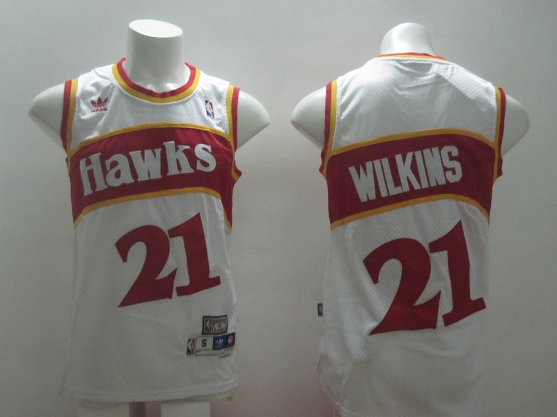 NBA Hawks 21 Dominique Wilkins White Men Jersey