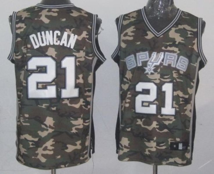 NBA Spurs 21 Tim Duncan Camo Stealth Collection Men Jersey