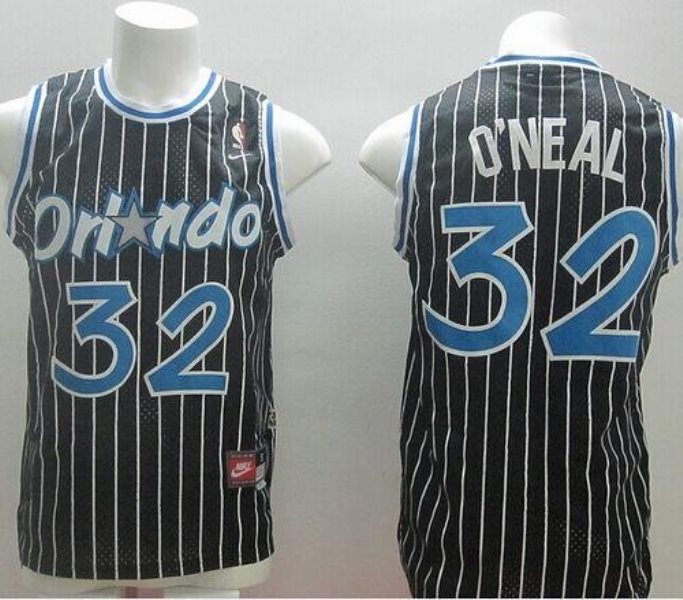 NBA Magic 32 Shaquille O'Neal Black Throwback Nike Men Jersey