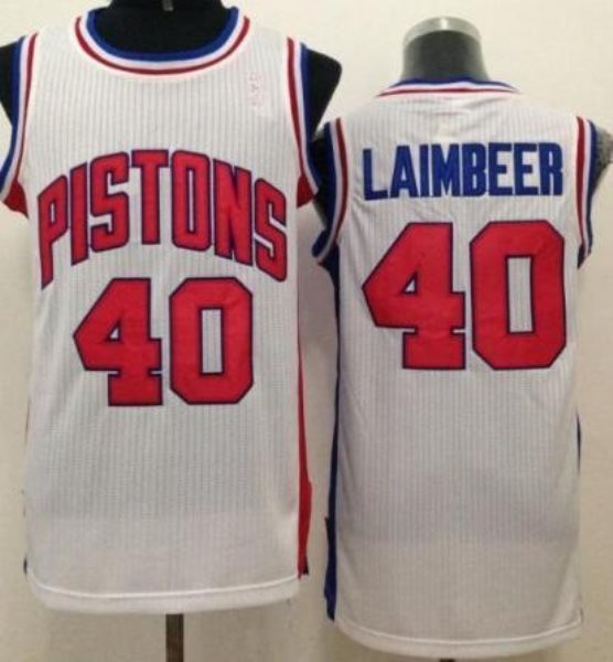 NBA Pistons 40 Bill Laimbeer White Throwback Men Jersey