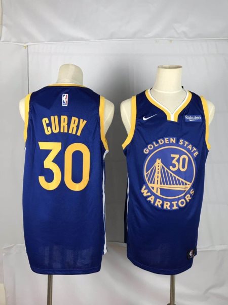 NBA Warriors 30 Stephen Curry Royal Icon Edition Finished Badge Men Jersey
