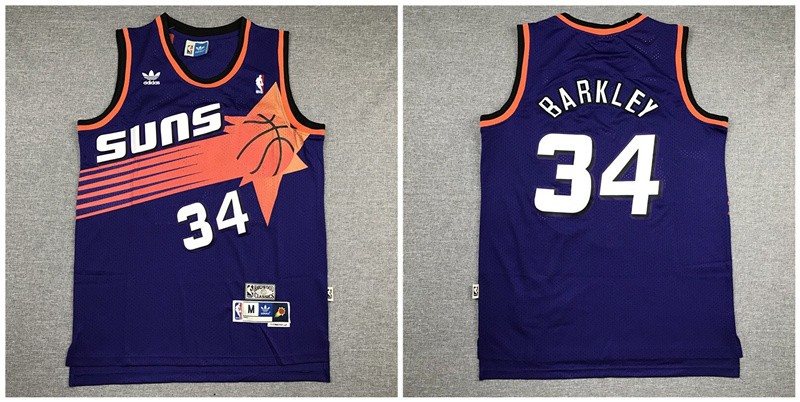 NBA Suns 34 Charles Barkley Purple Hardwood Classics Men Jersey