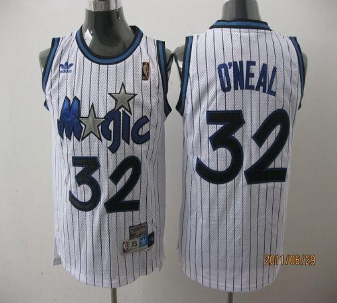 NBA Magic 32 Shaquille O'Neal White Throwback Men Jersey