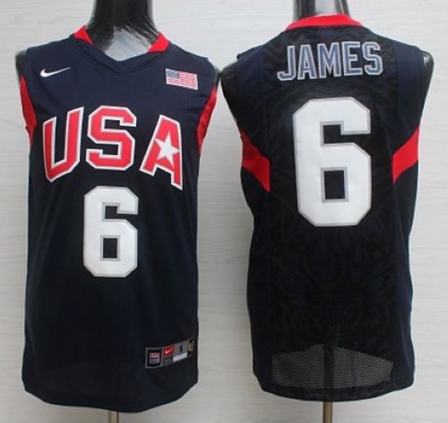 Nike 2008 Team USA 6 LeBron James Dark Blue Stitched NBA Jersey