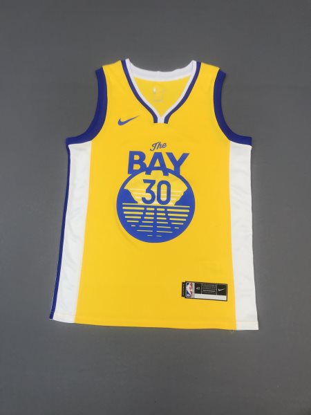 NBA Warriors 30 Curry Yellow 2021 New Nike Men Jersey