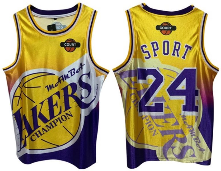 NBA Los Angeles Lakers 24 Kobe Bryant Yellow Print Men Jersey