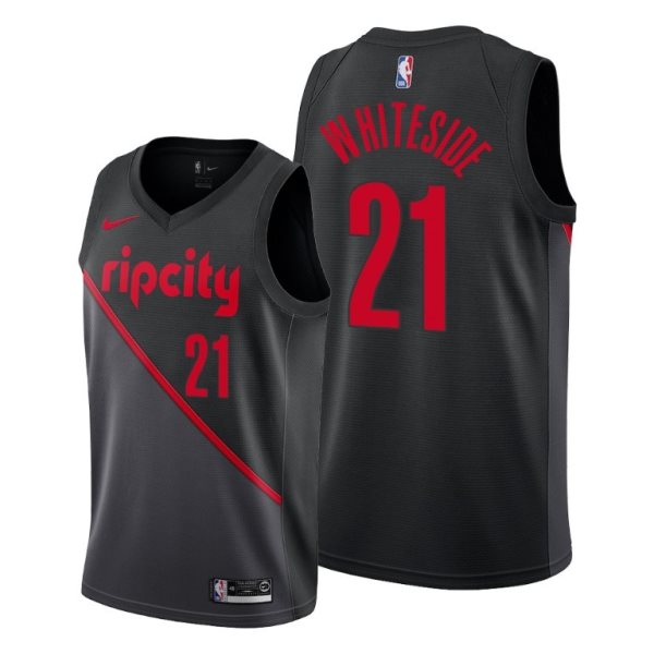 NBA Blazers 21 Hassan Whiteside Black City Edition Nike Men Jersey