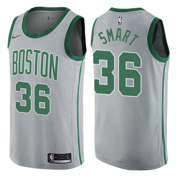 NBA Celtics 36 Marcus Smart Gray City Edition Nike Men Jersey