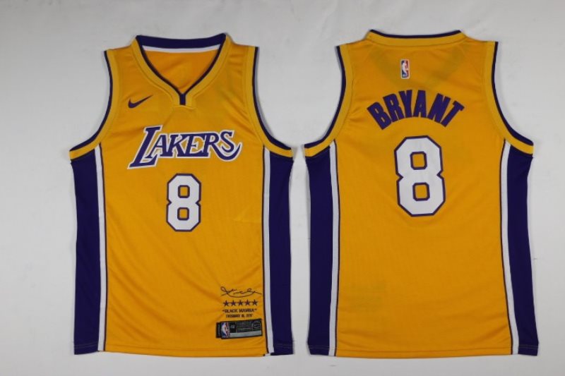 NBA Lakers 8 kobe Bryant Yellow Black Mamba Swingman Nike Men Jersey