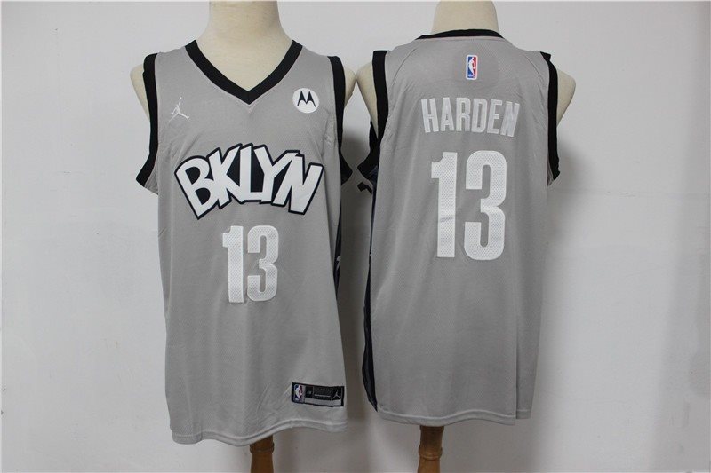 NBA Nets 13 James Harden 2021 Grey Jordan New Men Jersey