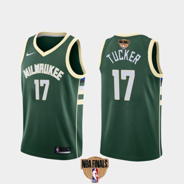 NBA Bucks 17 P.J. Tucker 2021 Finals Green Nike Men Jersey