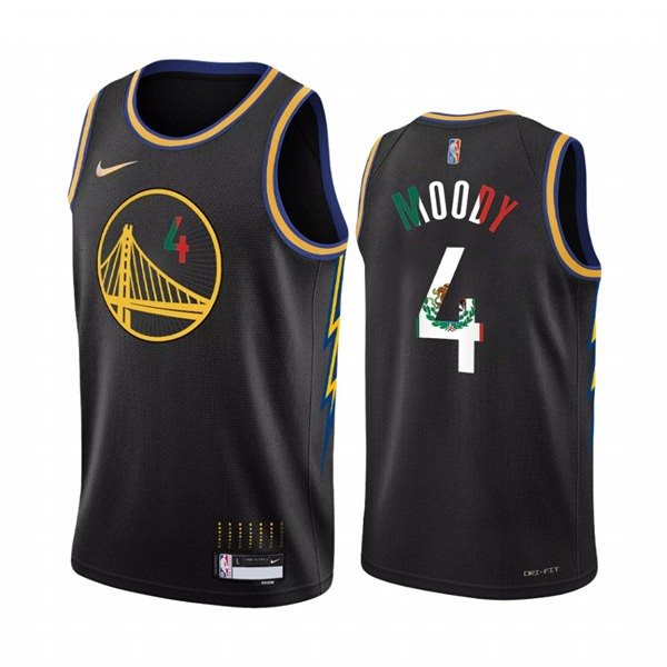 NBA Warriors 4 Moses Moody 2022 Black Special Mexico Edition Nike Men Jersey