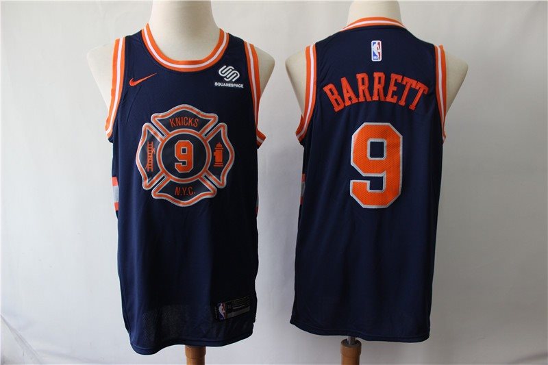 NBA Knicks 9 R.J. Barrett Navy City Edition Nike Swingman Men Jersey