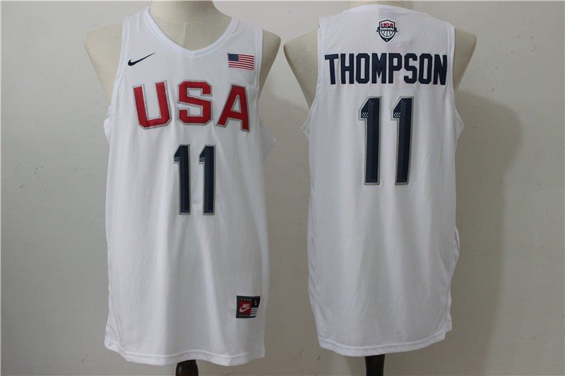 2016 Dream Team 11 Klay Thompson White Basketball Jersey