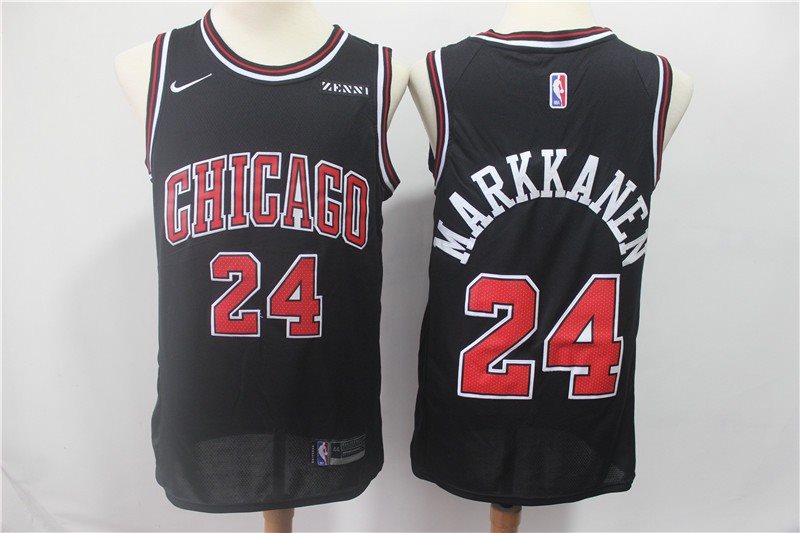 NBA Bulls 24 Laur Markkanen Black Nike Swingman Men Jersey