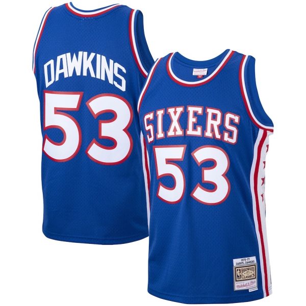 NBA 76ers 53 Darryl Dawkins Royal Mitchell & Ness 1976 Throwback Men Jersey