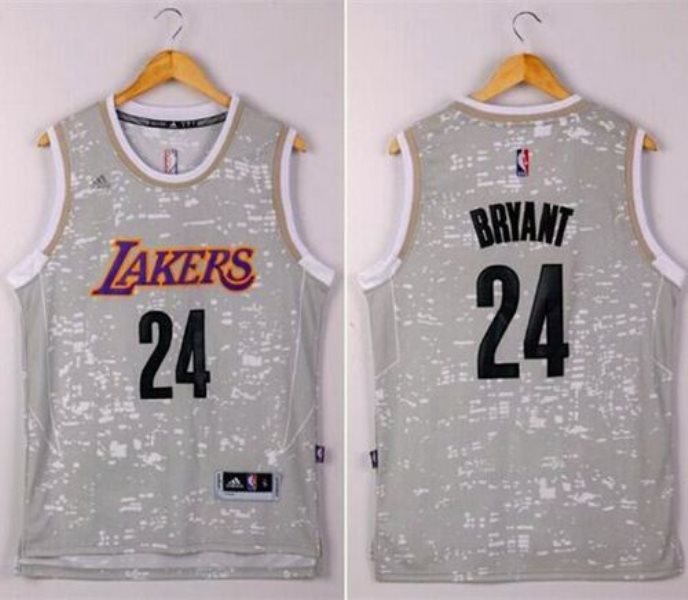 NBA Lakers 24 Kobe Bryant Grey City Light Men Jersey