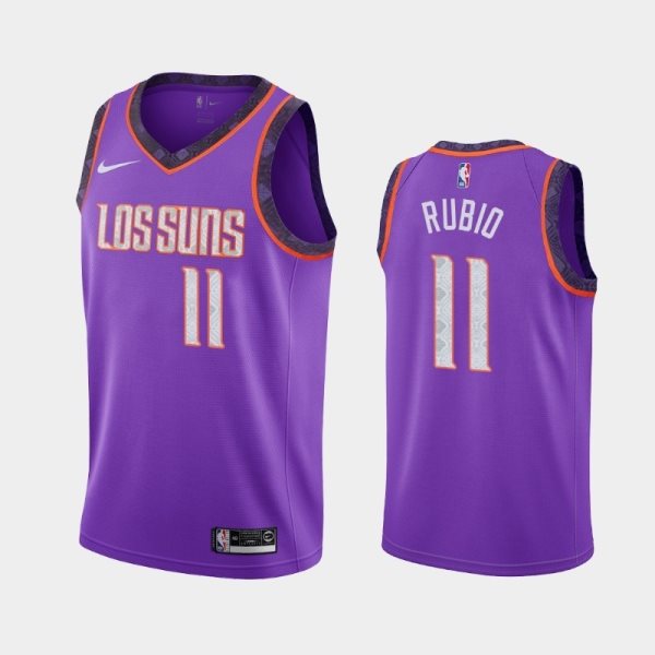 NBA Phoenix Suns 3 Ricky Rubio Purple City Edition Nike Men Jersey