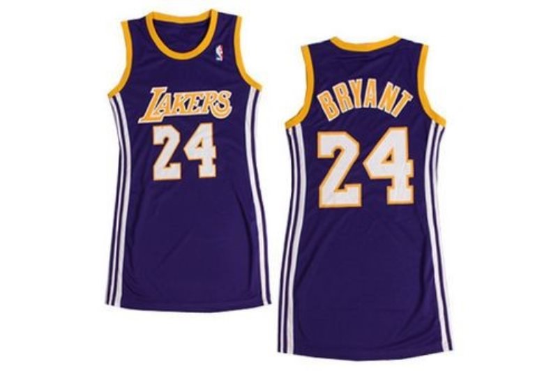 NBA Lakers 24 Kobe Bryant Purple Print Dress Women Jersey