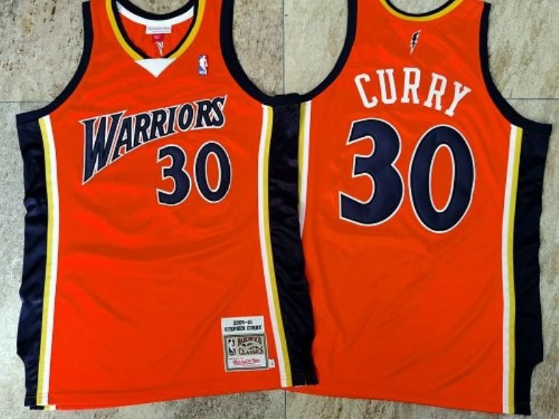 NBA Warriors 30 Stephen Curry Orange 2009-10 Hardwood Classics Men Jersey