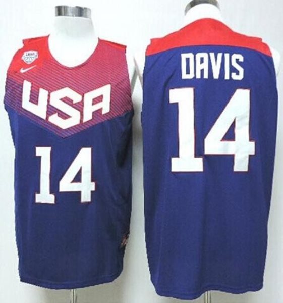 Nike 2014 Team USA 14 Anthony Davis Dark Blue Stitched NBA Jersey