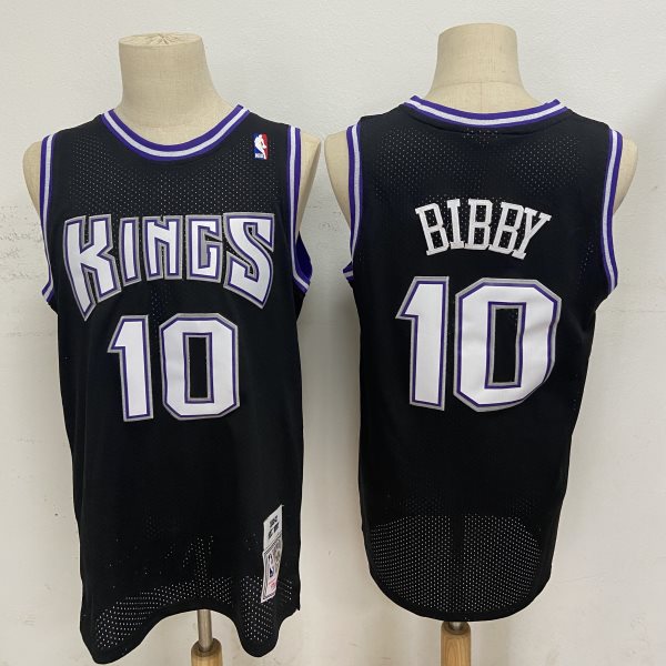 NBA Kings 10 Mike Bibby Black 2001-02 Hardwood Classics Men Jersey