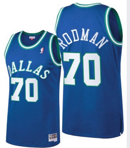 NBA Mavericks 70 Dennis Rodman Blue Throwback Men Jersey