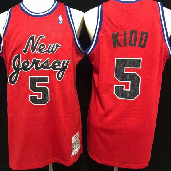 NBA Nets 5 Kidd 06-07 Vintage Red Mitchell&Ness Throwback Men Jersey