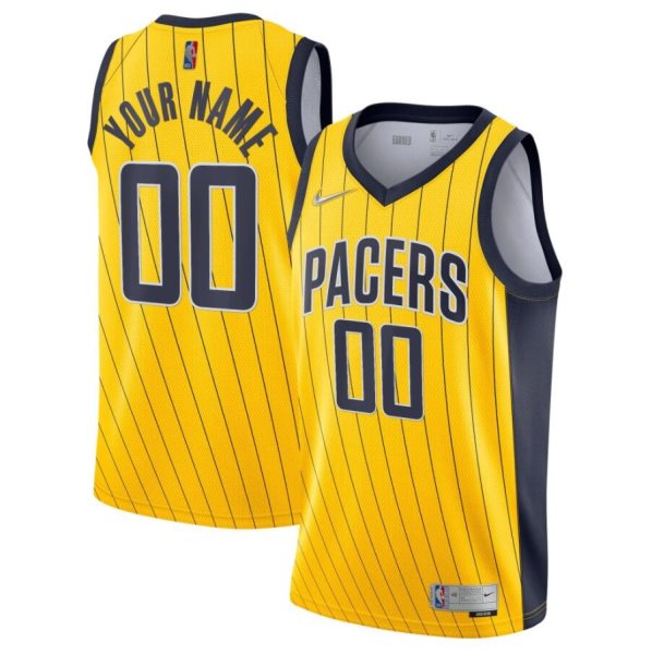 NBA Pacers Customized Gold Earned Edition Nike Men Jersey