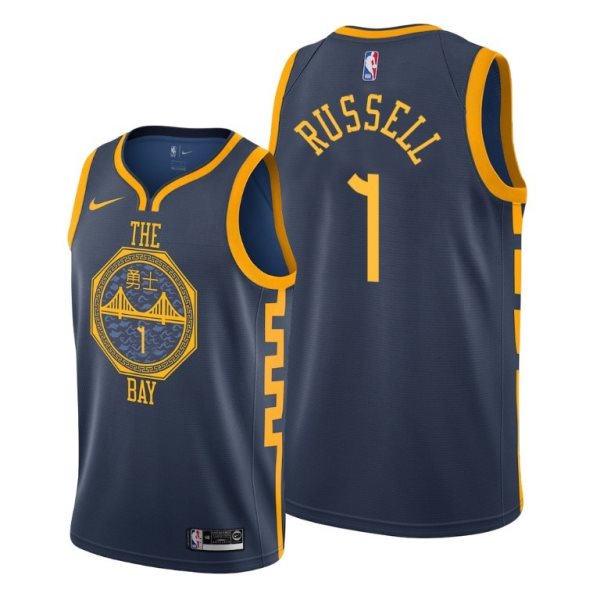 NBA Golden State Warriors 1 D'Angelo Russell Navy City Edition Nike Men Jersey
