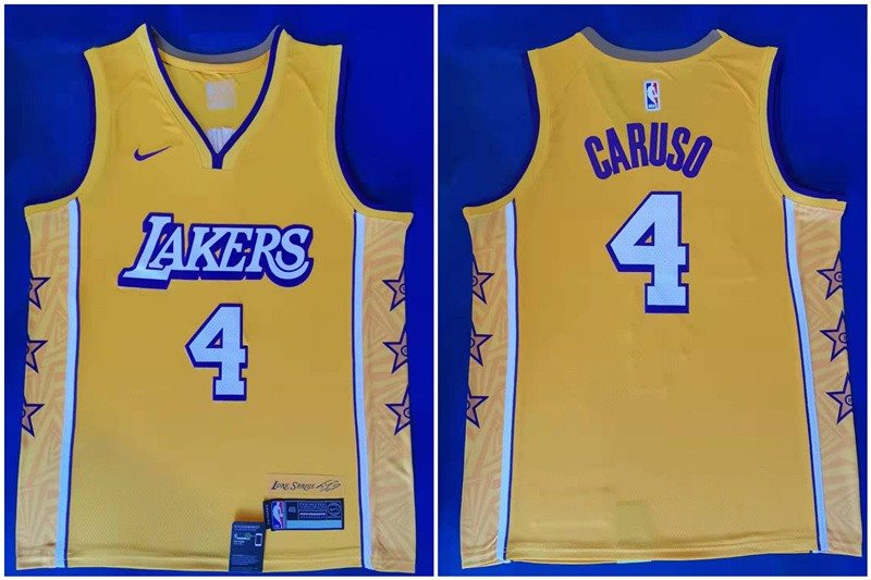 NBA Lakers 4 Alex Caruso Yellow 2019-2020 Nike City Edition Men Jersey
