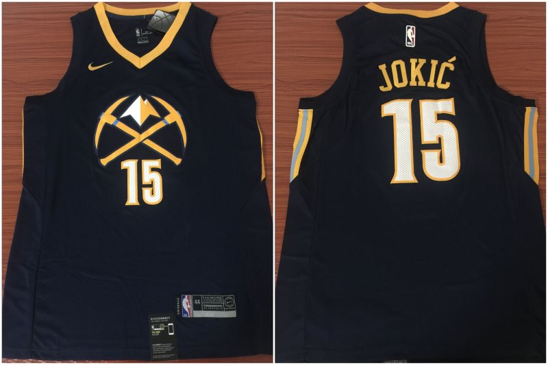 NBA Nuggets 15 Nikola Jokic Black City Edition Nike Men Jersey