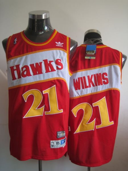 NBA Hawks 21 Dominique Wilkins Red Throwback Men Jersey