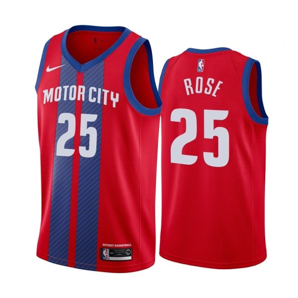 NBA Pistons 25 Derrick Rose Red City Edition Nike Men Jersey