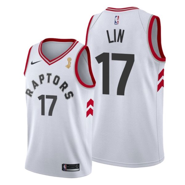 NBA Raptors 17 Jeremy Lin White 2019 NBA Finals Champions Men Jersey