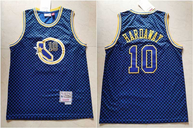 NBA Warriors 10 Tim Hardaway Blue Hardwood Classics Men Jersey