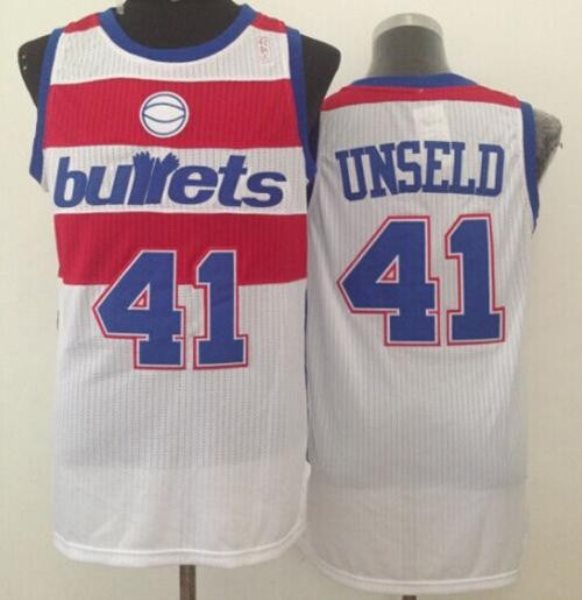 NBA Wizards 41 Wes Unseld White Bullets Throwback Men Jersey
