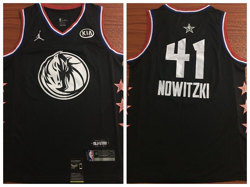 NBA Mavericks 41 Dirk Nowitzki 2019 All-Star Black Swingman Men Jersey