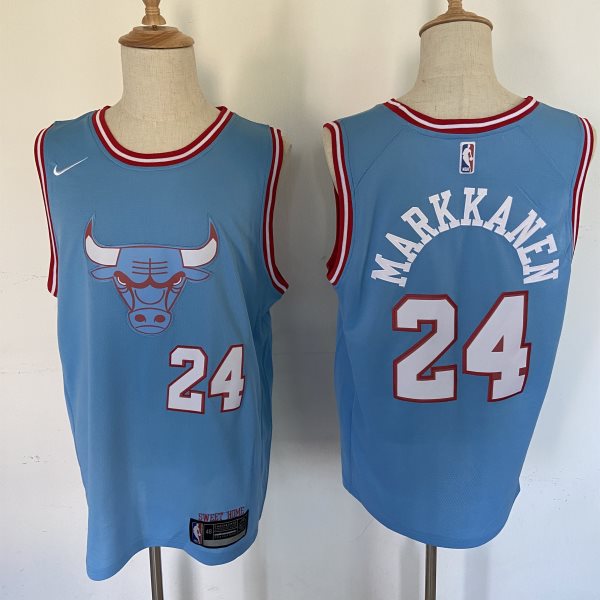 NBA Bulls 24 Laur Markkanen Blue Nike City Edition Men Jersey
