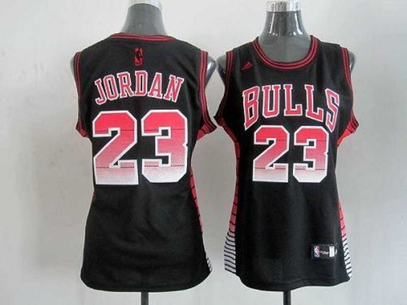NBA Bulls 23 Michael Jordan Black Vibe Women Jersey